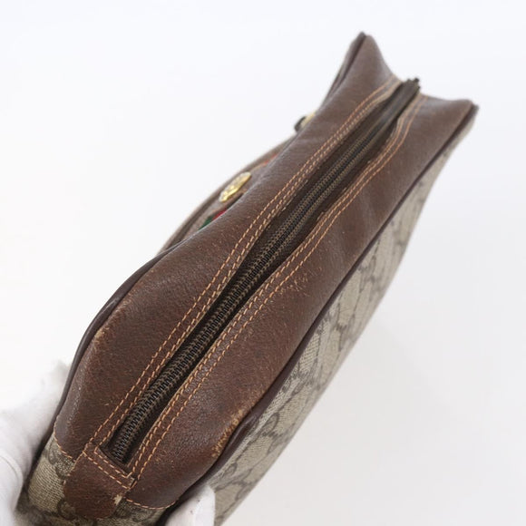 GUCCI GG Supreme Web Sherry Line Bag PVC Beige Gold 56 02 087 Auth 153480