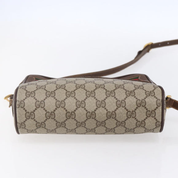 GUCCI GG Supreme Web Sherry Line Bag PVC Beige Gold 56 02 087 Auth 153480