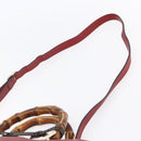 GUCCI Bamboo Hand Bag Leather 2way Red Gold 323660 Auth 153482-10