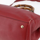 GUCCI Bamboo Hand Bag Leather 2way Red Gold 323660 Auth 153482-12