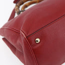 GUCCI Bamboo Hand Bag Leather 2way Red Gold 323660 Auth 153482-13
