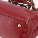 GUCCI Bamboo Hand Bag Leather 2way Red Gold 323660 Auth 153482-14