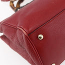 GUCCI Bamboo Hand Bag Leather 2way Red Gold 323660 Auth 153482-15
