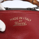 GUCCI Bamboo Hand Bag Leather 2way Red Gold 323660 Auth 153482-16