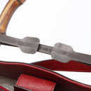 GUCCI Bamboo Hand Bag Leather 2way Red Gold 323660 Auth 153482-17