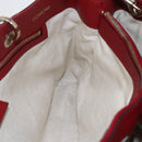 GUCCI Bamboo Hand Bag Leather 2way Red Gold 323660 Auth 153482-22