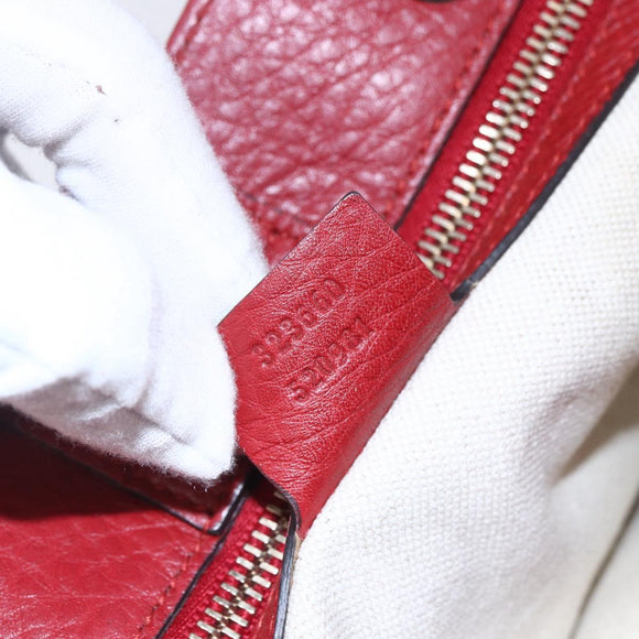 GUCCI Bamboo Hand Bag Leather 2way Red Gold 323660 Auth 153482