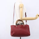 GUCCI Bamboo Hand Bag Leather 2way Red Gold 323660 Auth 153482-29