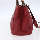 GUCCI Bamboo Hand Bag Leather 2way Red Gold 323660 Auth 153482-4