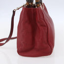 GUCCI Bamboo Hand Bag Leather 2way Red Gold 323660 Auth 153482-5