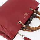 GUCCI Bamboo Hand Bag Leather 2way Red Gold 323660 Auth 153482-6