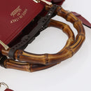 GUCCI Bamboo Hand Bag Leather 2way Red Gold 323660 Auth 153482-7