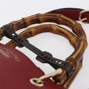 GUCCI Bamboo Hand Bag Leather 2way Red Gold 323660 Auth 153482-8