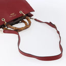 GUCCI Bamboo Hand Bag Leather 2way Red Gold 323660 Auth 153482-9