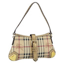 BURBERRY Nova Check Accessory Pouch PVC Beige Gold Auth 153483-1