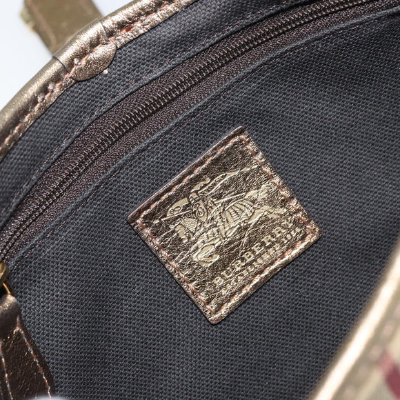 BURBERRY Nova Check Accessory Pouch PVC Beige Gold Auth 153483