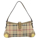 BURBERRY Nova Check Accessory Pouch PVC Beige Gold Auth 153483-2