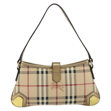 BURBERRY Nova Check Accessory Pouch PVC Beige Gold Auth 153483 - 0