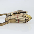 BURBERRY Nova Check Accessory Pouch PVC Beige Gold Auth 153483-4