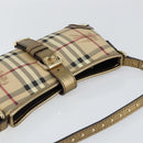 BURBERRY Nova Check Accessory Pouch PVC Beige Gold Auth 153483-6