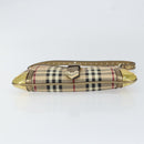 BURBERRY Nova Check Accessory Pouch PVC Beige Gold Auth 153483-5