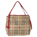 BURBERRY Nova Check Tote Bag PVC Beige Gold Auth 153484-1