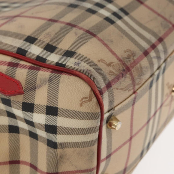 BURBERRY Nova Check Tote Bag PVC Beige Gold Auth 153484