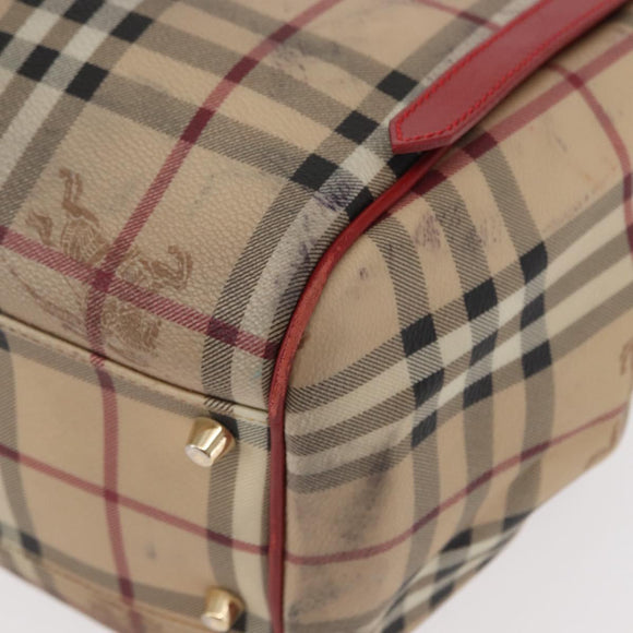 BURBERRY Nova Check Tote Bag PVC Beige Gold Auth 153484