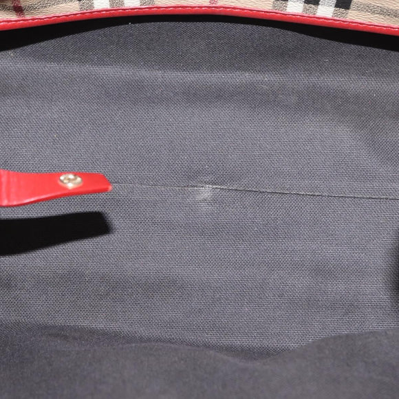 BURBERRY Nova Check Tote Bag PVC Beige Gold Auth 153484