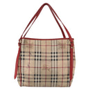 BURBERRY Nova Check Tote Bag PVC Beige Gold Auth 153484-3