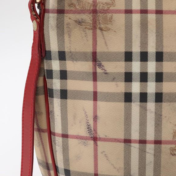 BURBERRY Nova Check Tote Bag PVC Beige Gold Auth 153484