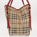 BURBERRY Nova Check Tote Bag PVC Beige Gold Auth 153484-5
