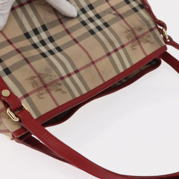 BURBERRY Nova Check Tote Bag PVC Beige Gold Auth 153484