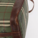 Burberrys Nova Check Shoulder Bag PVC Green Gold Auth 153485-10