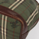 Burberrys Nova Check Shoulder Bag PVC Green Gold Auth 153485-11