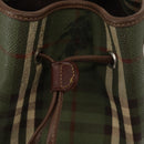 Burberrys Nova Check Shoulder Bag PVC Green Gold Auth 153485-14