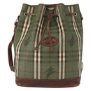 Burberrys Nova Check Shoulder Bag PVC Green Gold Auth 153485-2