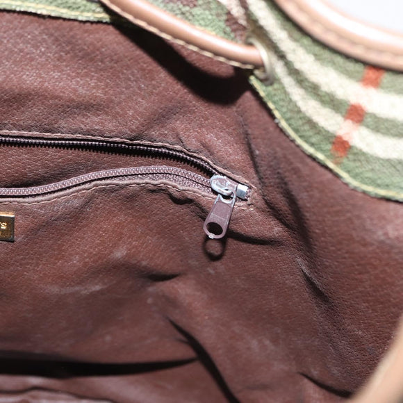 Burberrys Nova Check Shoulder Bag PVC Green Gold Auth 153485