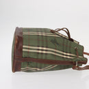 Burberrys Nova Check Shoulder Bag PVC Green Gold Auth 153485-4