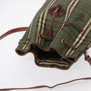 Burberrys Nova Check Shoulder Bag PVC Green Gold Auth 153485-6