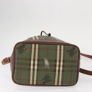 Burberrys Nova Check Shoulder Bag PVC Green Gold Auth 153485-9