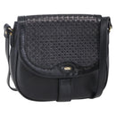 BALLY Shoulder Bag Leather Black Gold Auth 153489-1