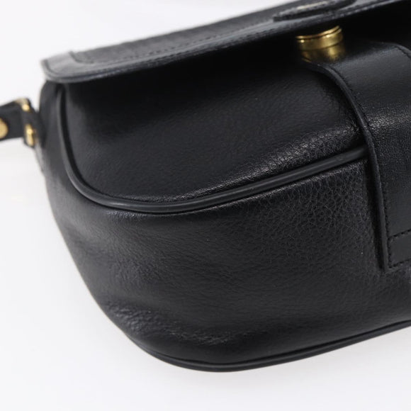 BALLY Shoulder Bag Leather Black Gold Auth 153489