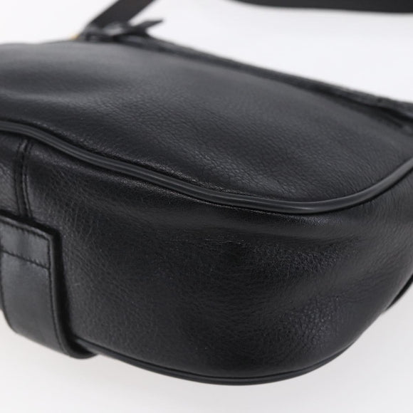 BALLY Shoulder Bag Leather Black Gold Auth 153489