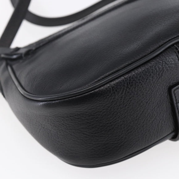 BALLY Shoulder Bag Leather Black Gold Auth 153489