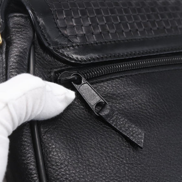 BALLY Shoulder Bag Leather Black Gold Auth 153489