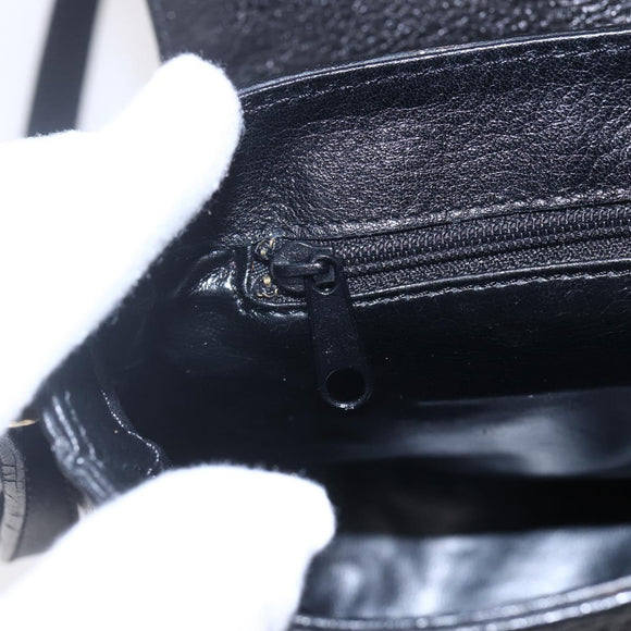 BALLY Shoulder Bag Leather Black Gold Auth 153489