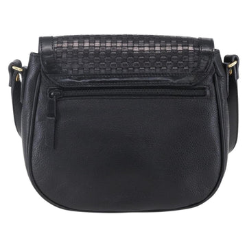 BALLY Shoulder Bag Leather Black Gold Auth 153489 - 0