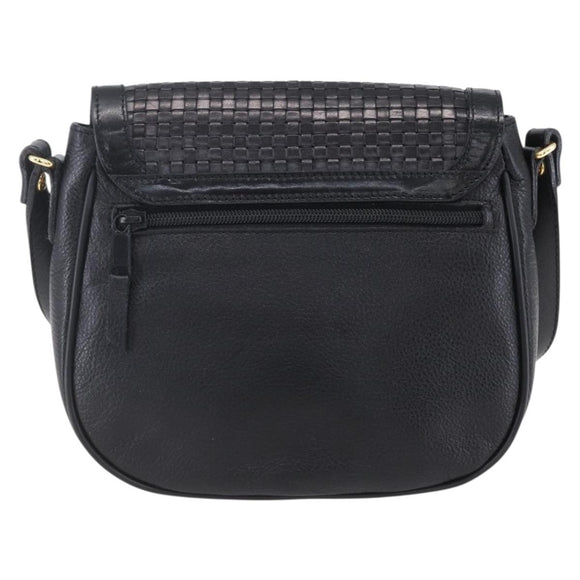 BALLY Shoulder Bag Leather Black Gold Auth 153489