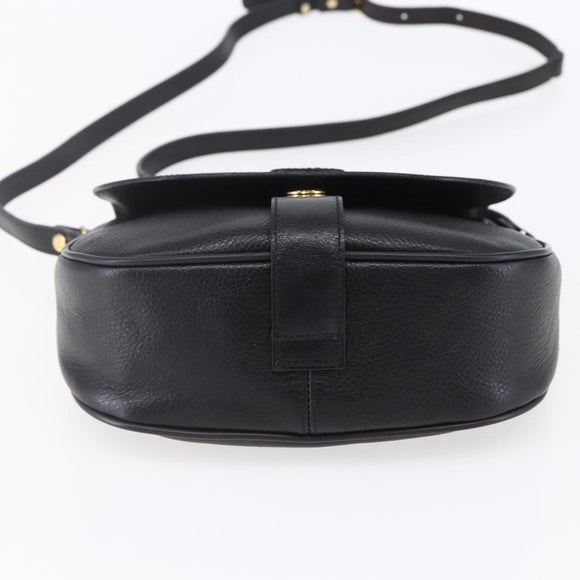 BALLY Shoulder Bag Leather Black Gold Auth 153489